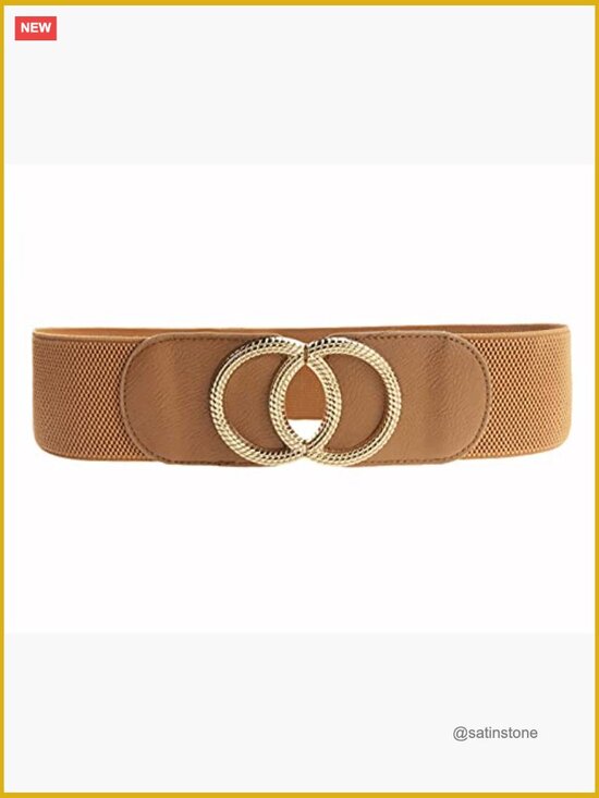 3 Pack Womens Vintage Wide Elastic Stretch Waist Belt With Metal Buckle main image 6